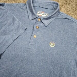 Marine Layer Weekend Sport Mens Blue Logo Lightweight Soft Polo Shirt Large